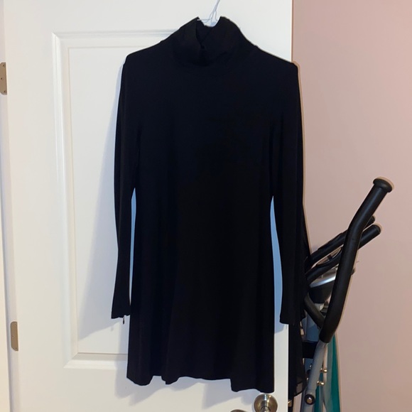 Boston Proper Dresses & Skirts - Black Boston Proper high neck knee length dress with zipper sleeves